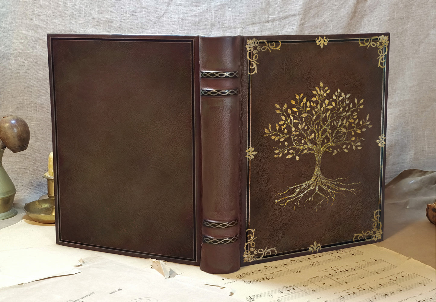 Tree of life journal with raised victorian spine