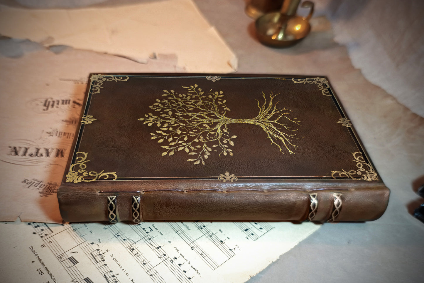 Tree of life journal with raised victorian spine