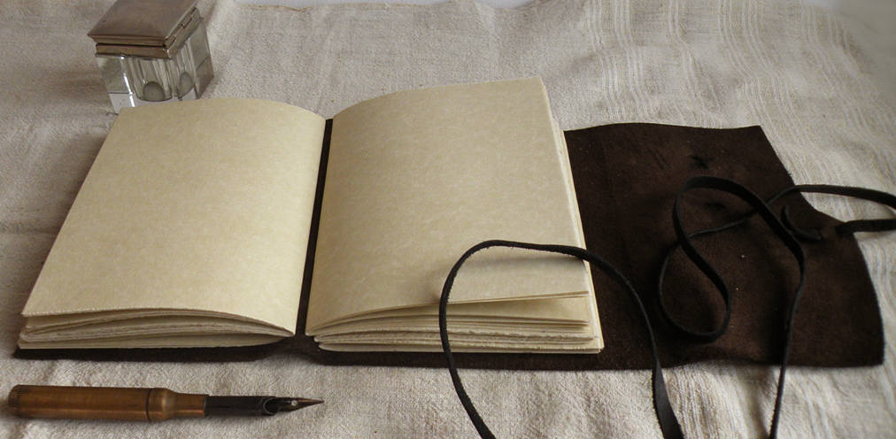 leather journal with vintage skeleton key and vintage style pages, dark brown leather cover - Unspoken