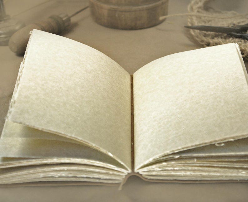 Dark blue leather journal - romantic notebook - blue diary with vintage style pages - Lacustrine