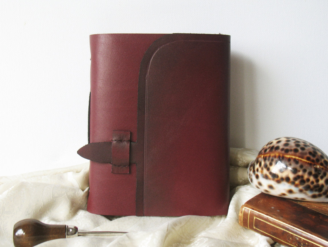 burgundy leather journal, leather notebook, travel diary, vintage style paper, burgundy blank book, pocket journal