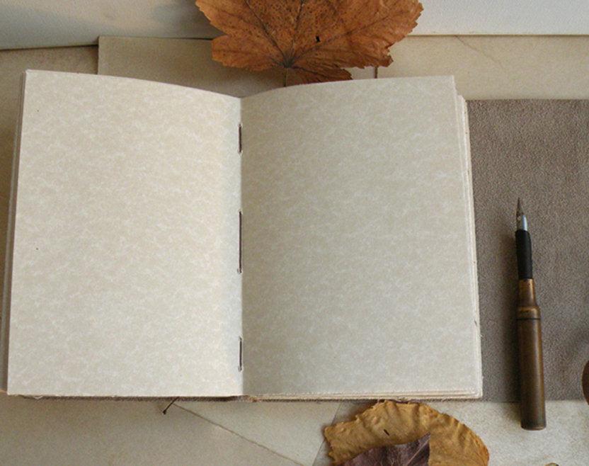 handmade leather journal - leather travel diary - white leather notebook - blank book - vintage style paper