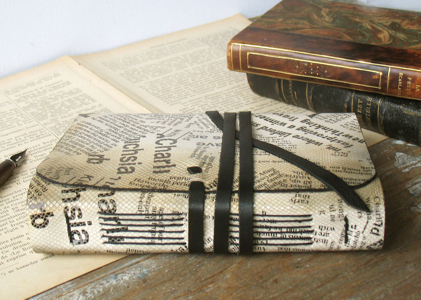 handmade leather journal - leather travel diary - white leather notebook - blank book - vintage style paper