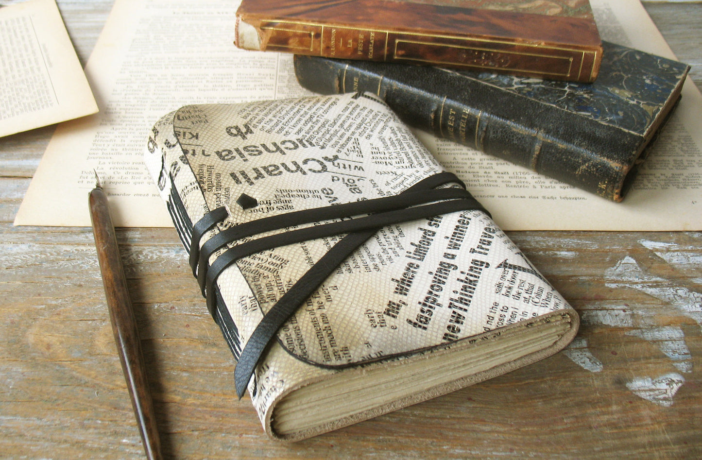 handmade leather journal - leather travel diary - white leather notebook - blank book - vintage style paper