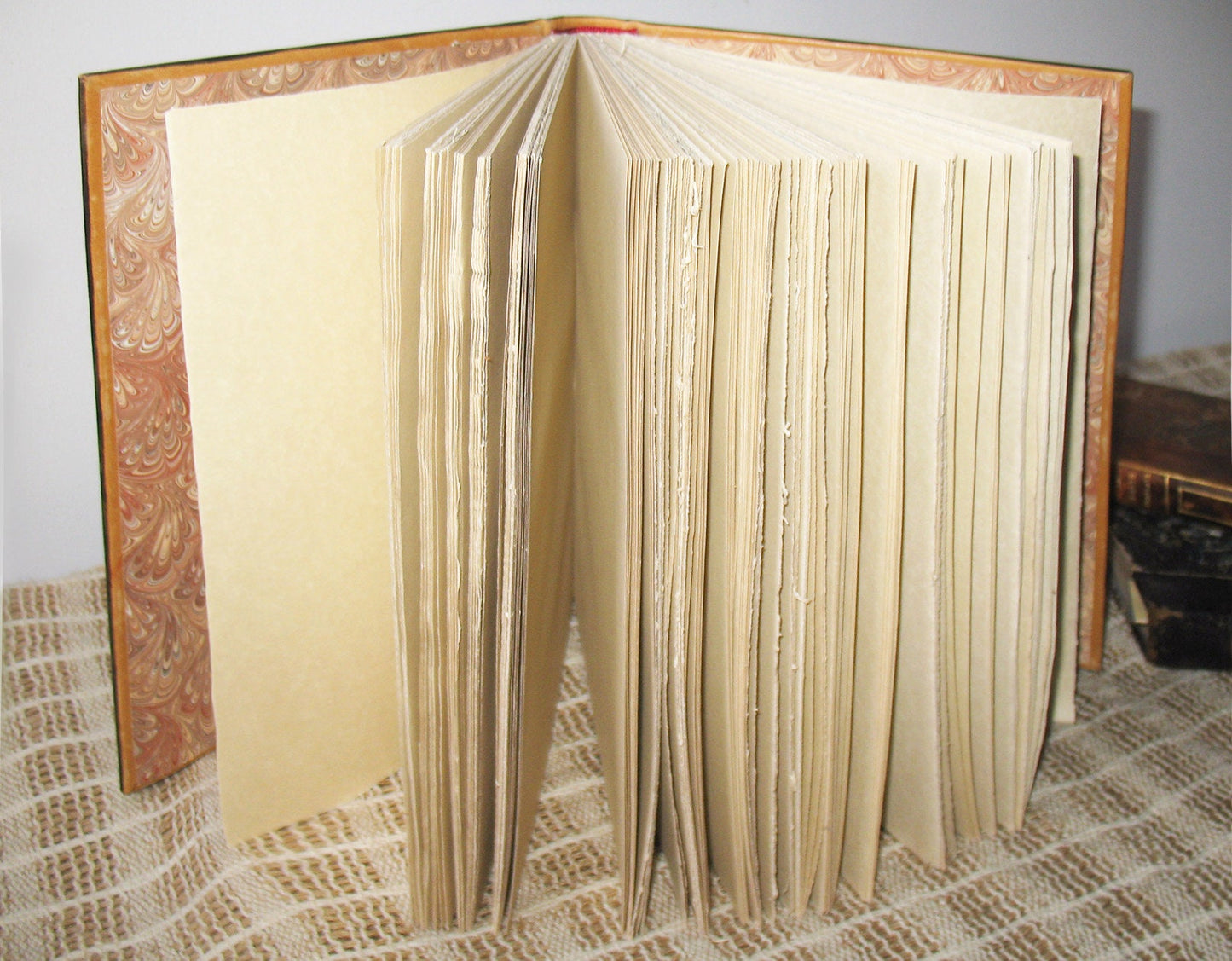 large leather journal - handmade large brown blank book - painted leather journal - medieval style blank book - vintage style paper