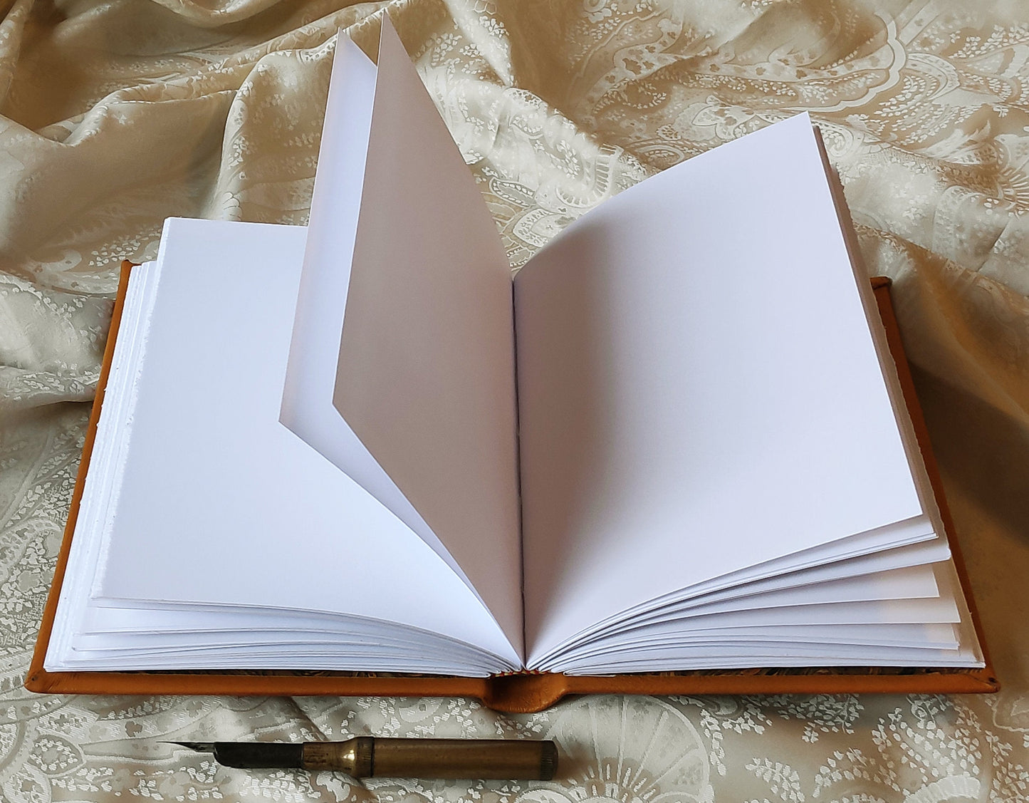 Medieval leather journal - handmade large yellow ocher blank book - medieval style - vintage style paper