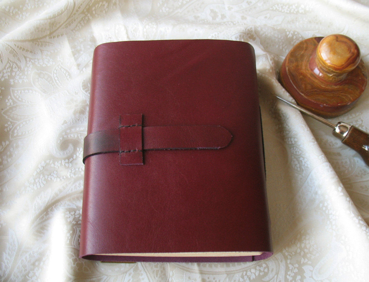 personalized burgundy leather journal, leather notebook, travel diary, vintage style paper, burgundy blank book, pocket journal