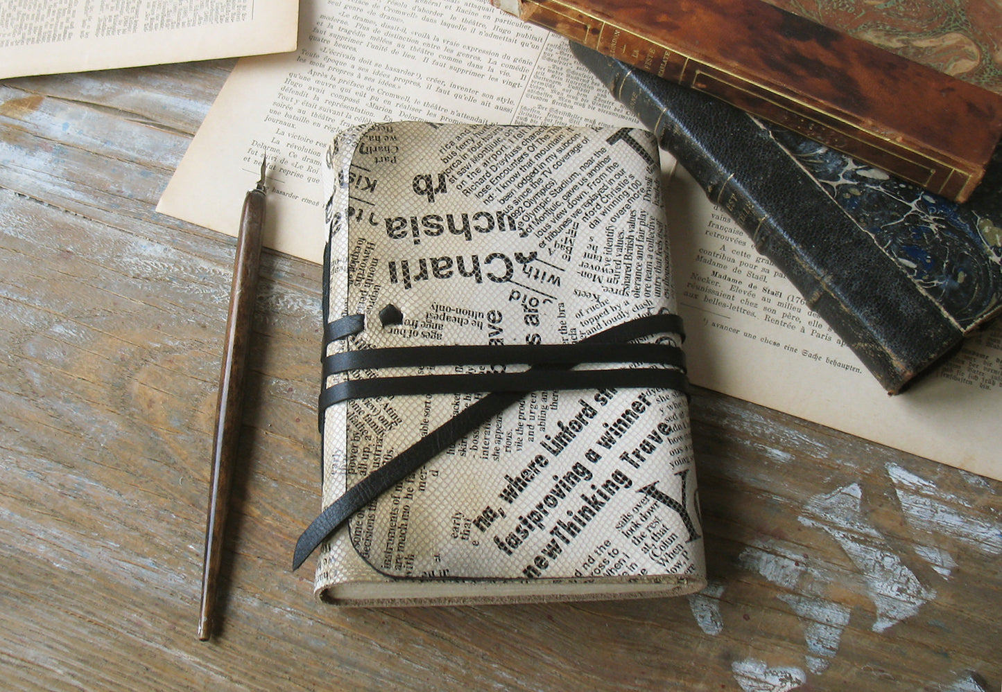 handmade leather journal - leather travel diary - white leather notebook - blank book - vintage style paper