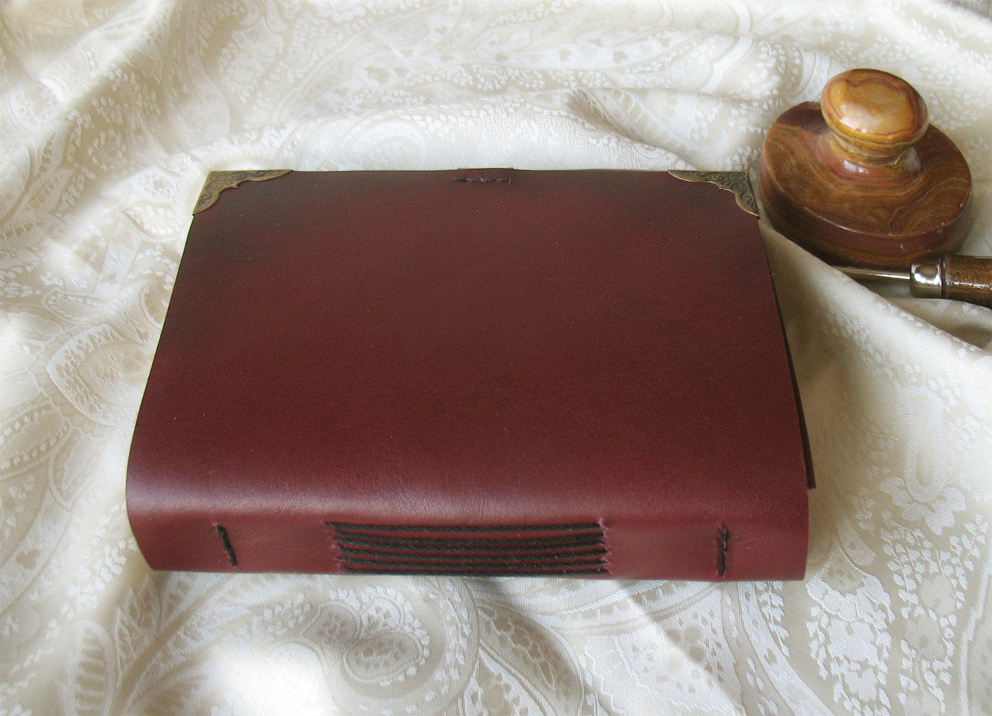 personalized burgundy leather journal, leather notebook, travel diary, vintage style paper, burgundy blank book, pocket journal