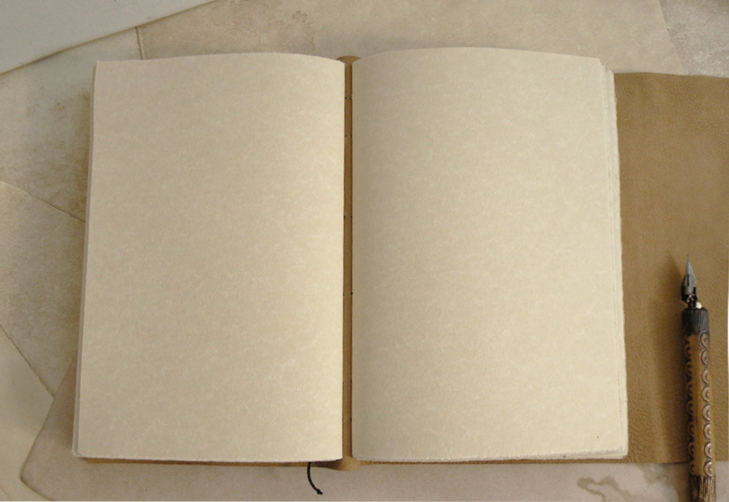 golden beige leather journal, leather notebook with vintage style paper, vintage style cover, handmade travel diary