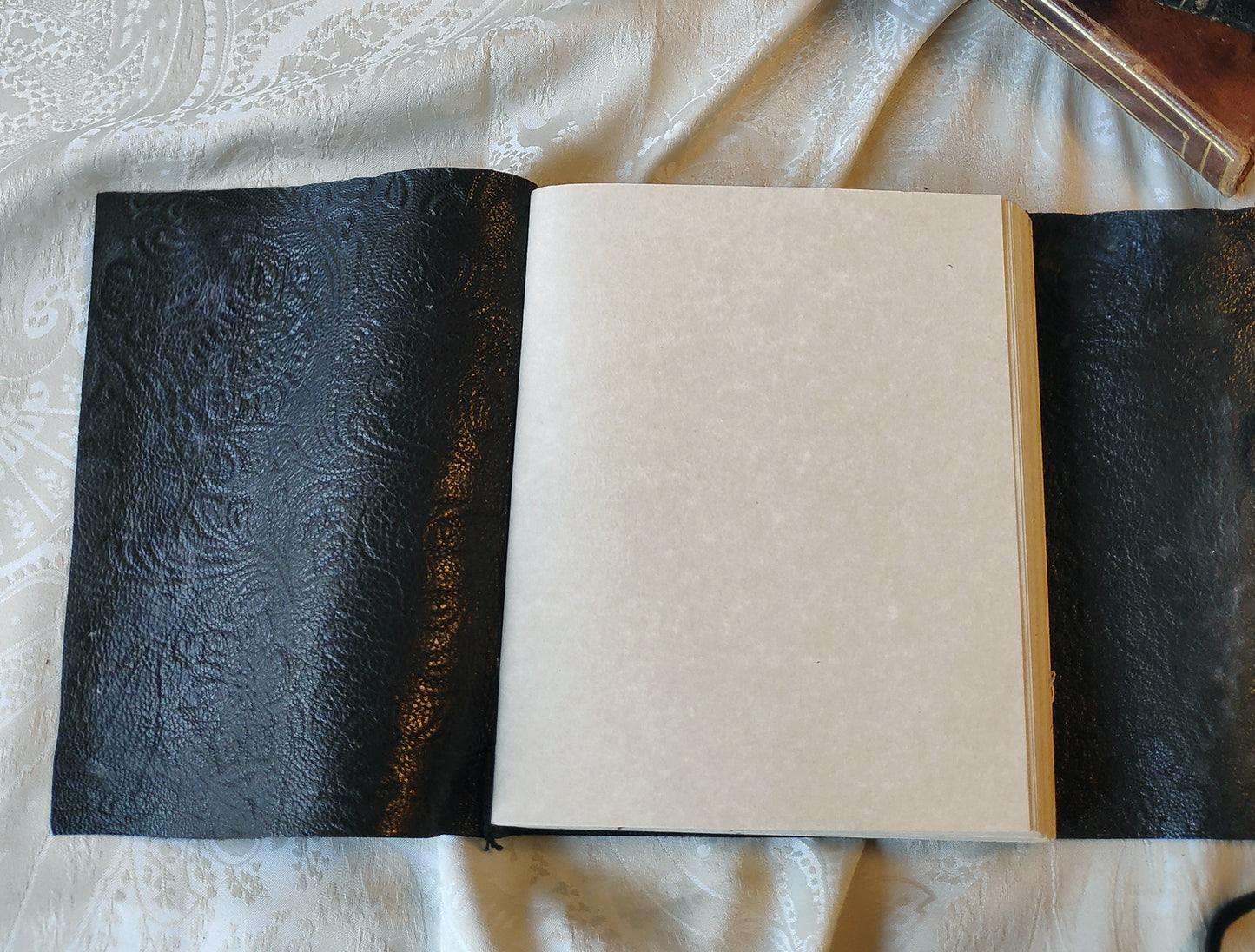 brown suede journal, vintage style cover with old key, leather notebook, travel diary, vintage style paper, pocket journal