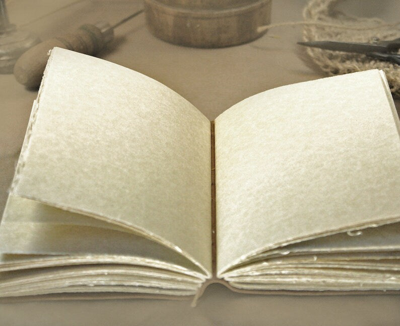 leather journal with vintage style paper, customizable with monogram and text, rustic leather journal - brown travel diary