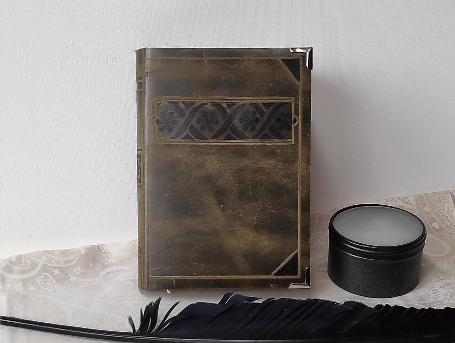 khaki leather journal, khaki-brown leather journal, pocket leather diary, blank book, pocket travel journal, vintage style pages