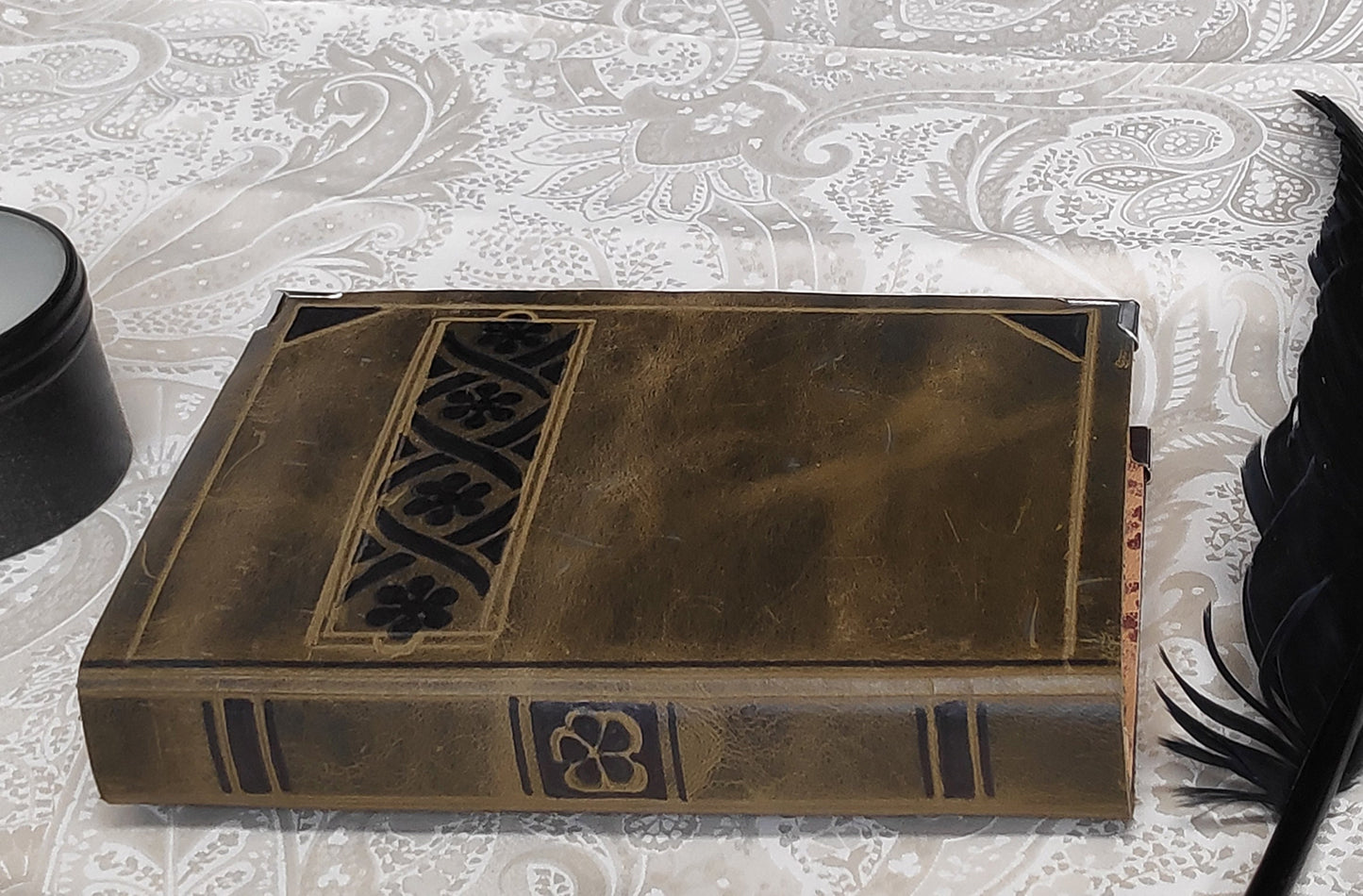 khaki leather journal, khaki-brown leather journal, pocket leather diary, blank book, pocket travel journal, vintage style pages