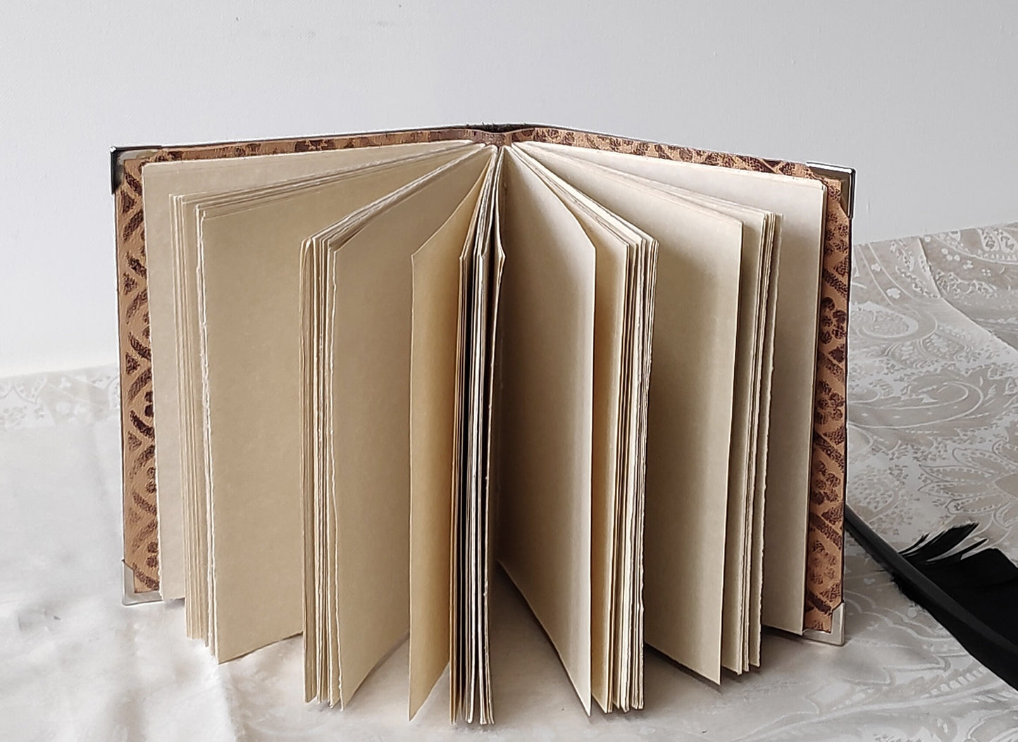 khaki leather journal, khaki-brown leather journal, pocket leather diary, blank book, pocket travel journal, vintage style pages