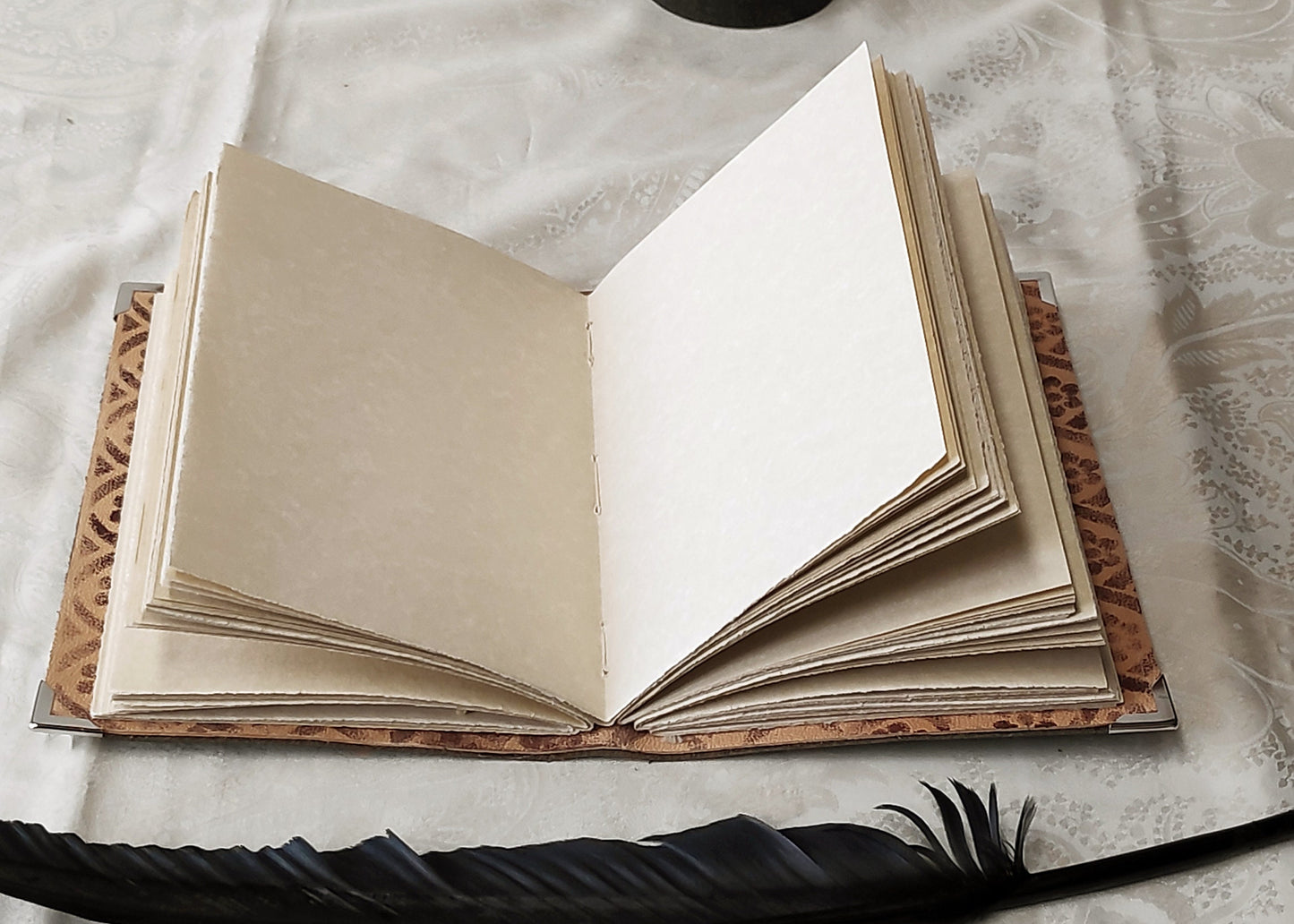 khaki leather journal, khaki-brown leather journal, pocket leather diary, blank book, pocket travel journal, vintage style pages
