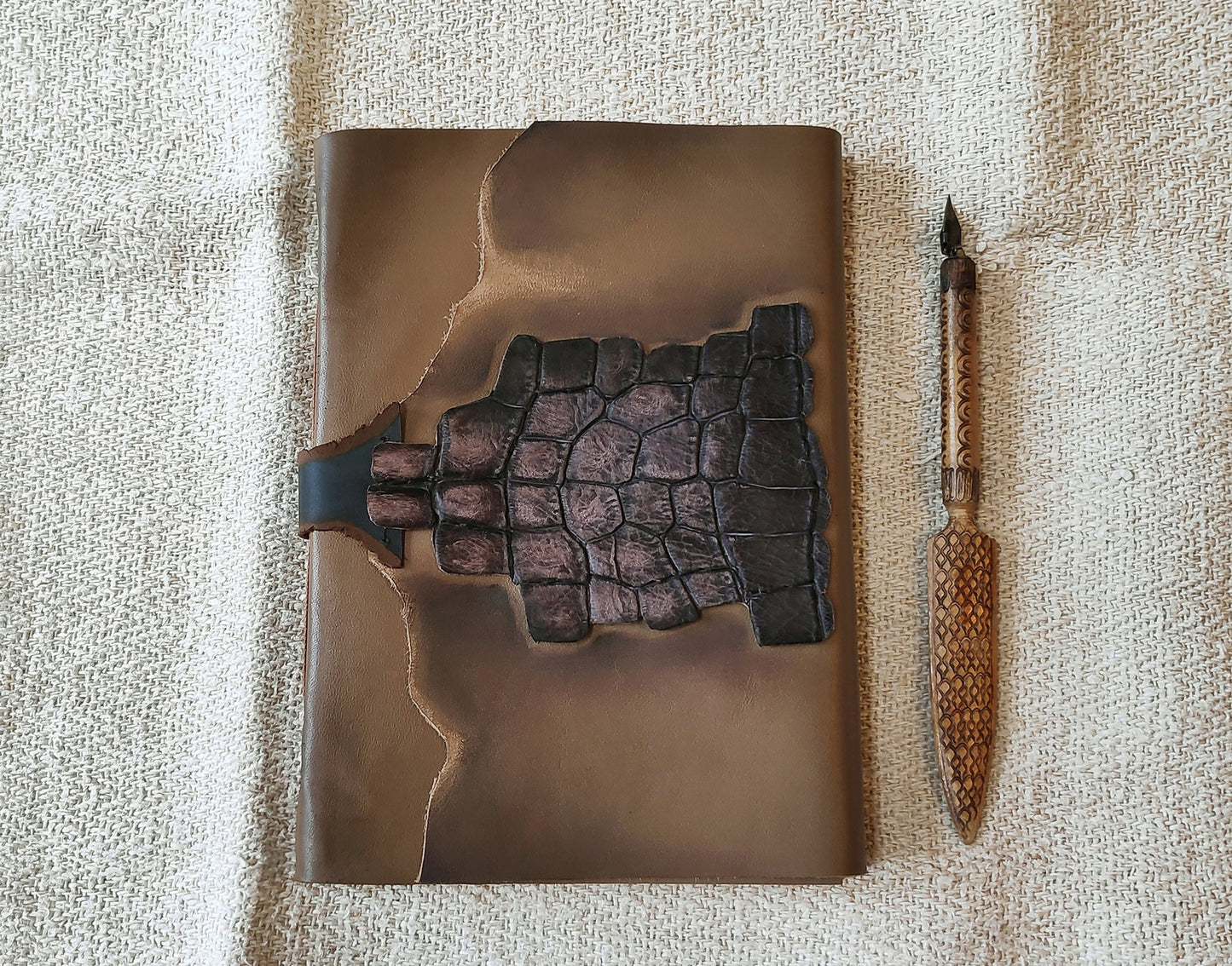 large leather journal, rustic beige leather diary, vintage style cover, handmade leather notebook, vintage style paper