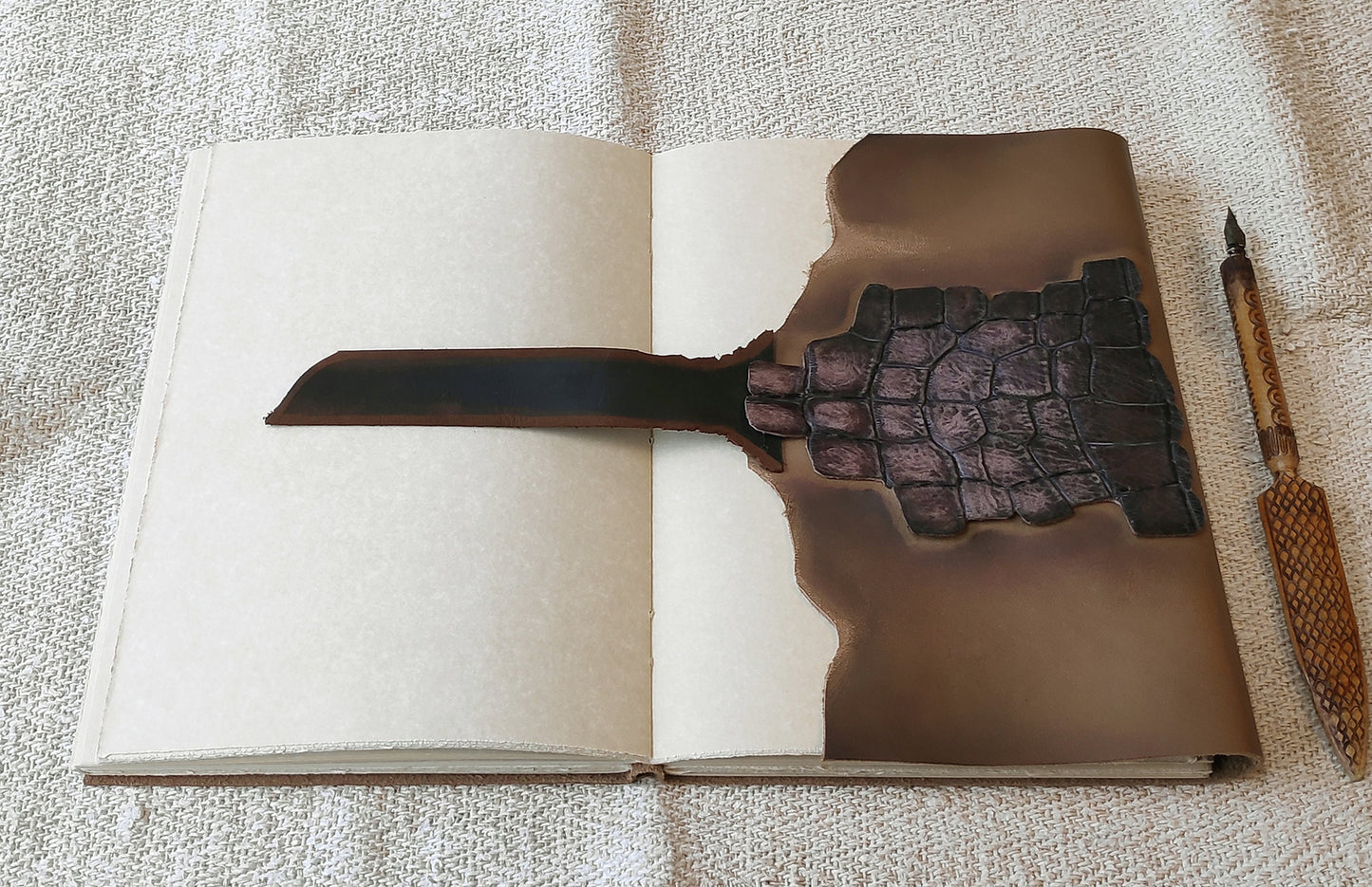large leather journal, rustic beige leather diary, vintage style cover, handmade leather notebook, vintage style paper