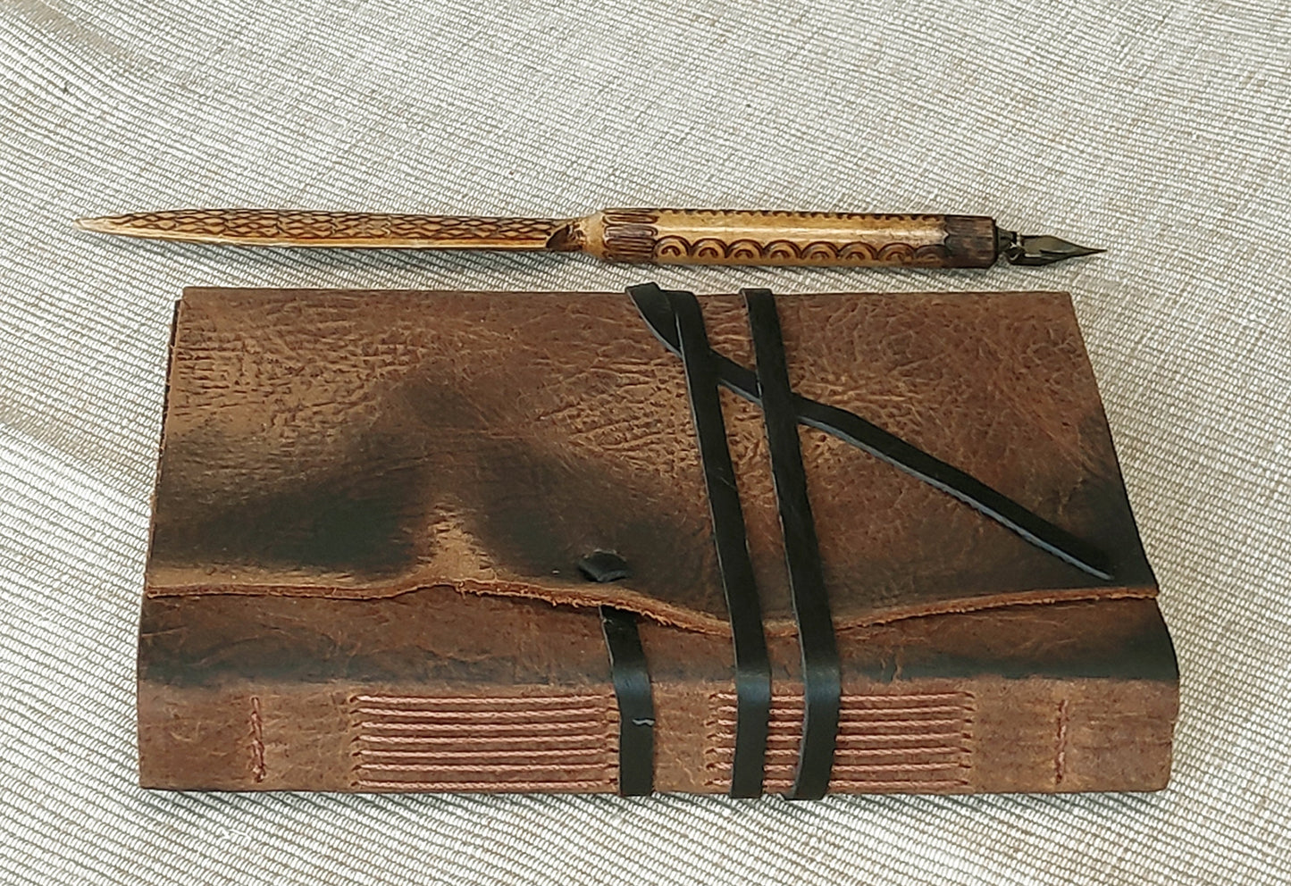 brown leather journal - rustic notebook -blank book, diary with vintage style pages - leather travel diary,leather pocket notebook