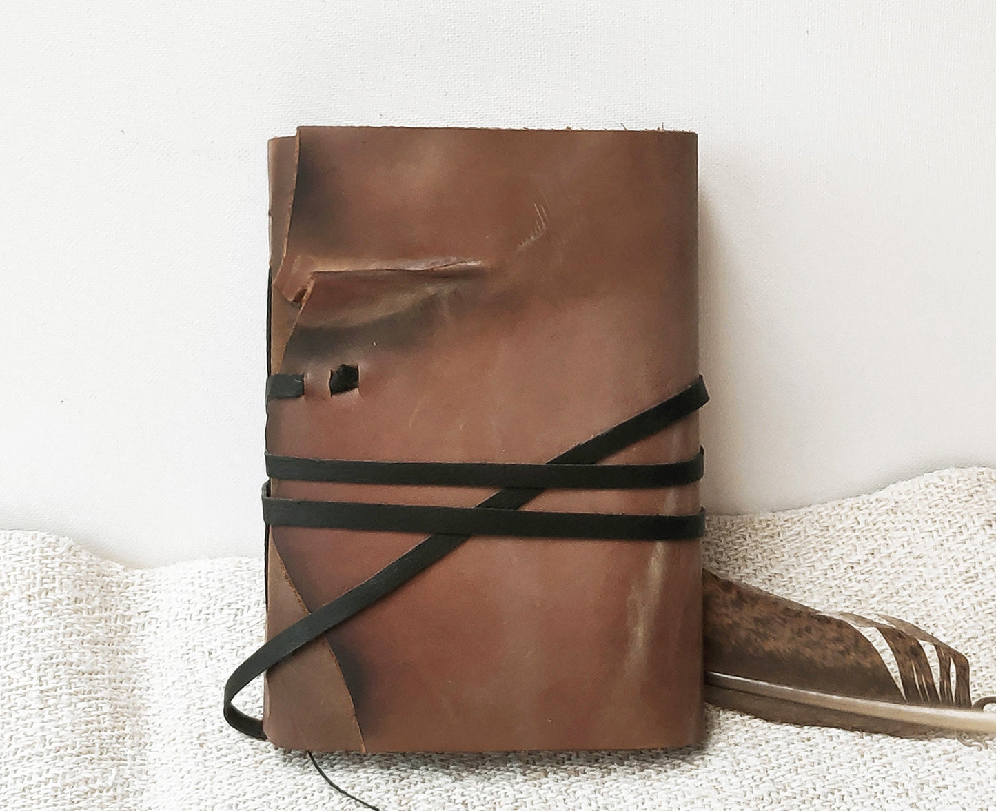 OOAK brown rustic leather journal - travel journal, beige leather diary, pocket diary, blank book, leather notebook, vintage style notebook