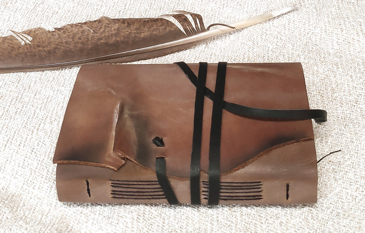 OOAK brown rustic leather journal - travel journal, beige leather diary, pocket diary, blank book, leather notebook, vintage style notebook