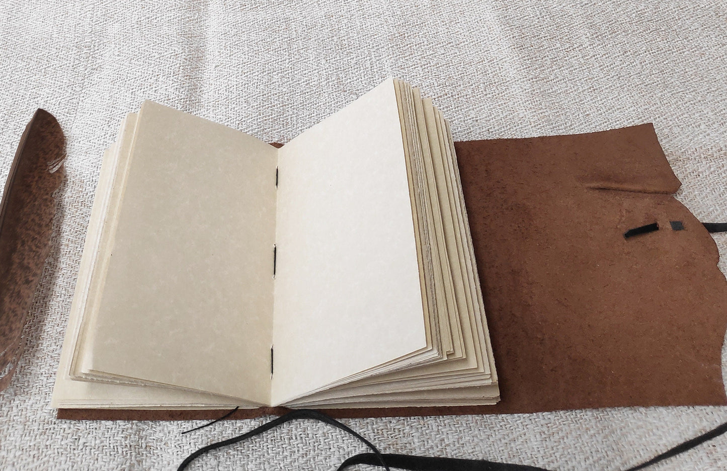 OOAK brown rustic leather journal - travel journal, beige leather diary, pocket diary, blank book, leather notebook, vintage style notebook