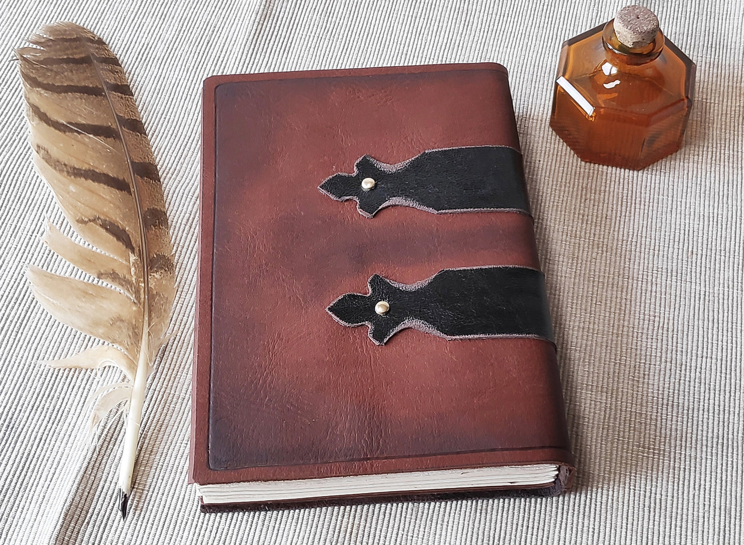 leather journal, large brown leather journal, leather diary, medieval style journal with vintage style pages, blank book, travel journal