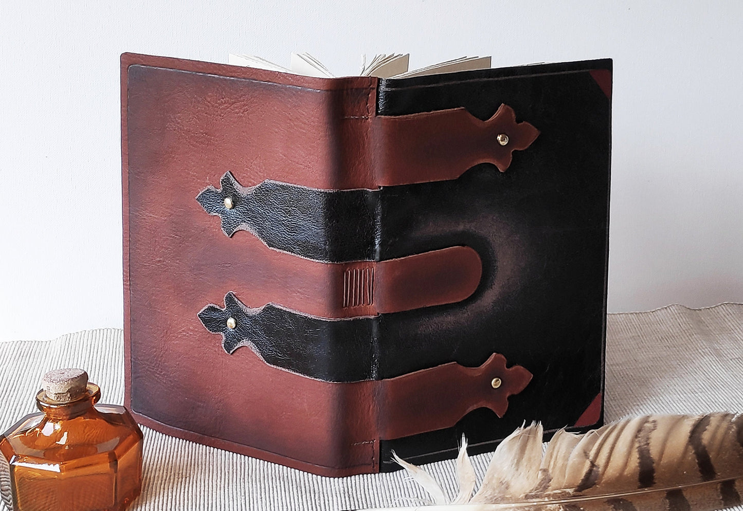 leather journal, large brown leather journal, leather diary, medieval style journal with vintage style pages, blank book, travel journal