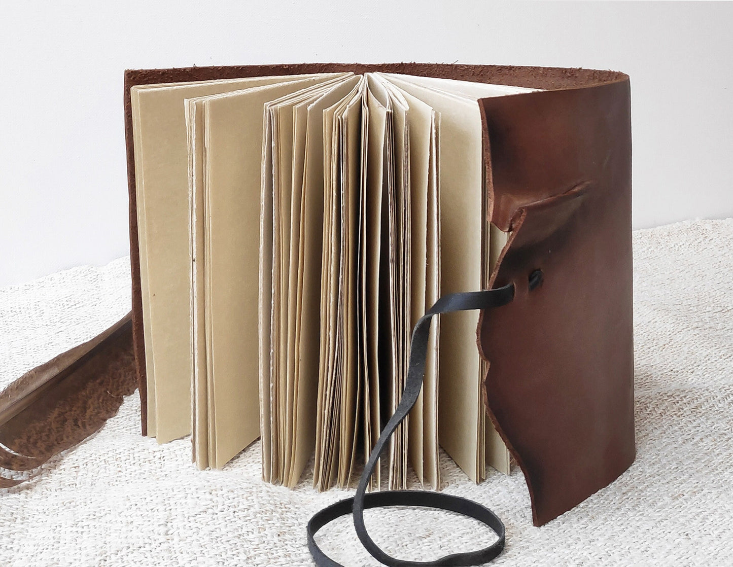 OOAK brown rustic leather journal - travel journal, beige leather diary, pocket diary, blank book, leather notebook, vintage style notebook