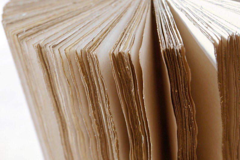 Piano - Black Leather Journal - Hand Painted Leather Cover Notebook, Vintage Style Old Paper - Andante Tranquillo