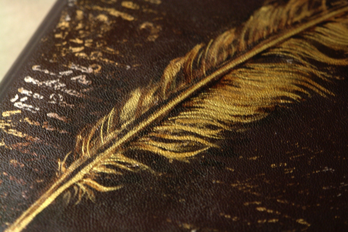 Art Nouveau Leather Journal / Large Album - Aged Paper - Old Style Spine Binding