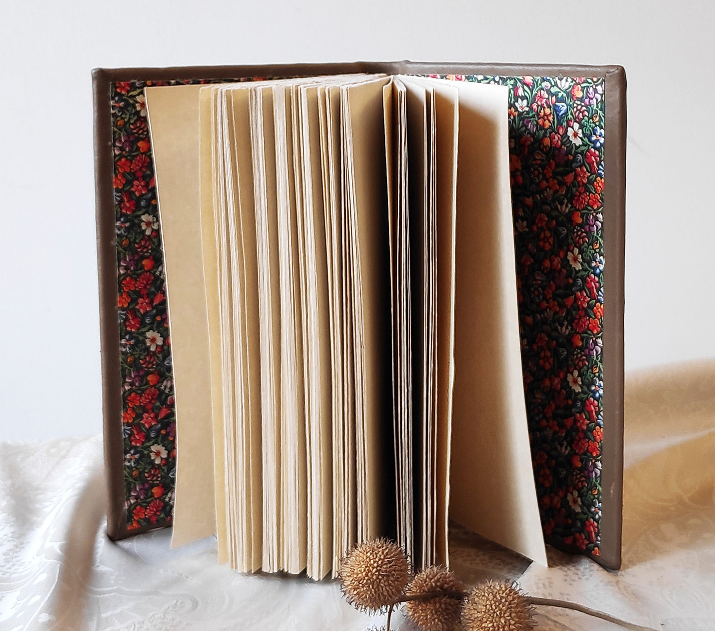Handmade leather journal, brown notebook in vintage style, diary with blank paper, real leather, hand painted - Flourish Geometry