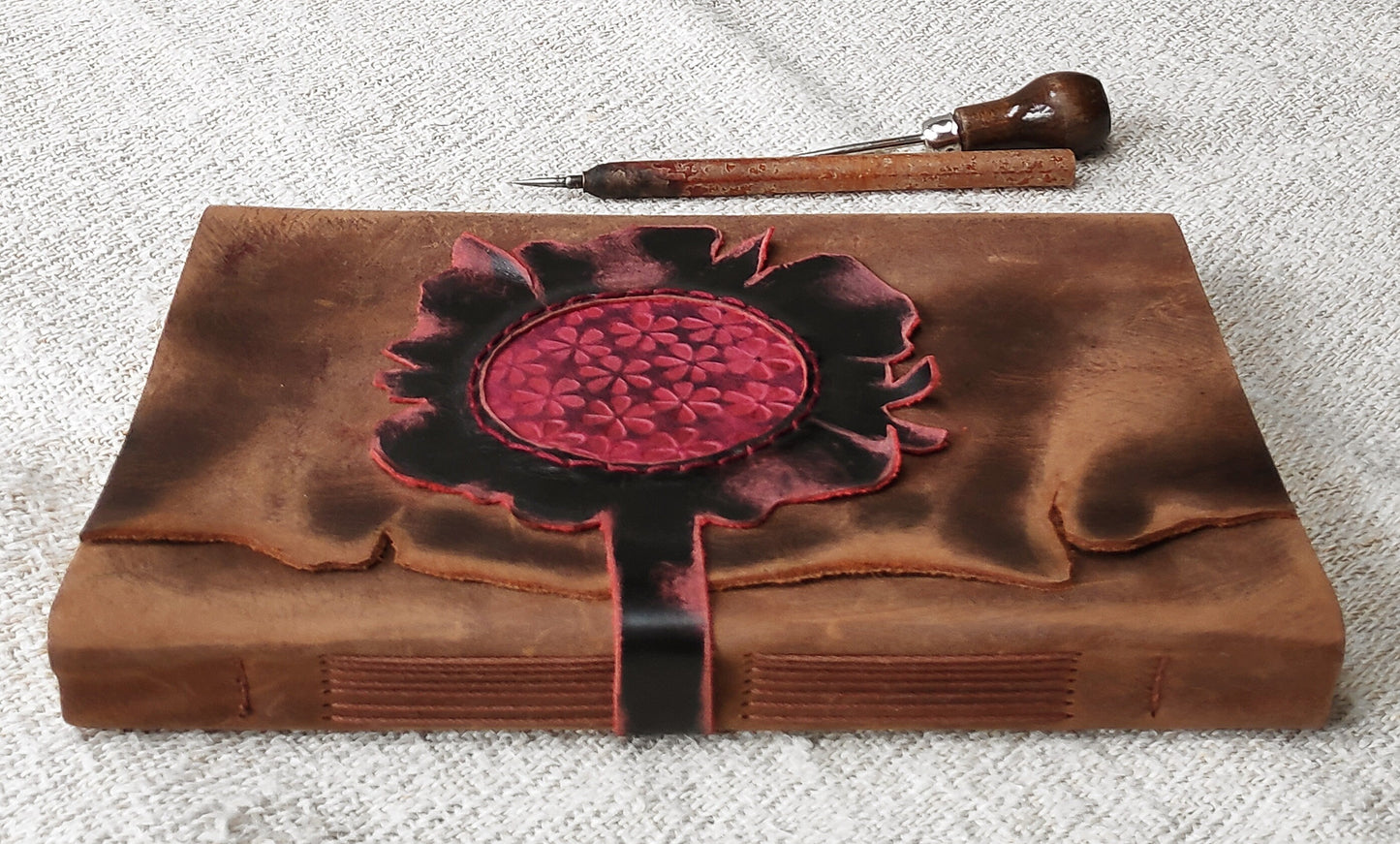 leather journal, brown journal with vintage style cover, rustic brown leather diary, large notebook, vintage style paper