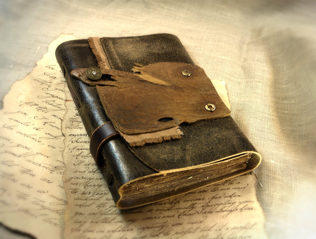 Vetus Bellatoris - Leather Journal - Handmade Art Journal , Vintage Style - Rustic Primitive Brown Leather Journal , Diary, Rugged Notebook
