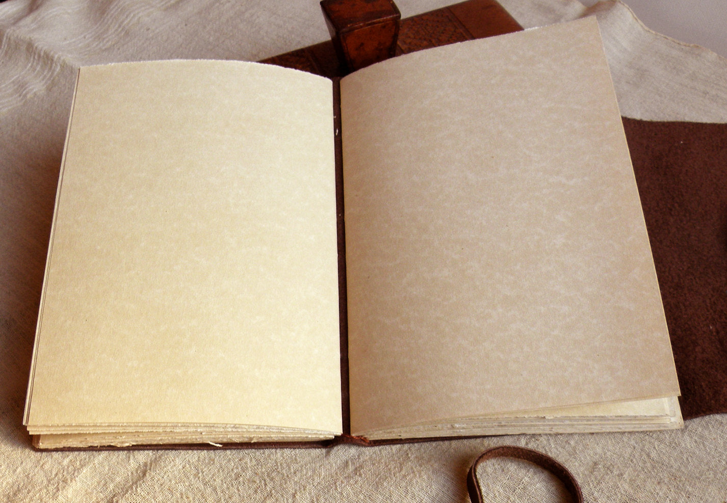 writer's journal, gift for writer - weathered leather cover, parchment paper vintage notebook for writer, inspiration journal - No stress