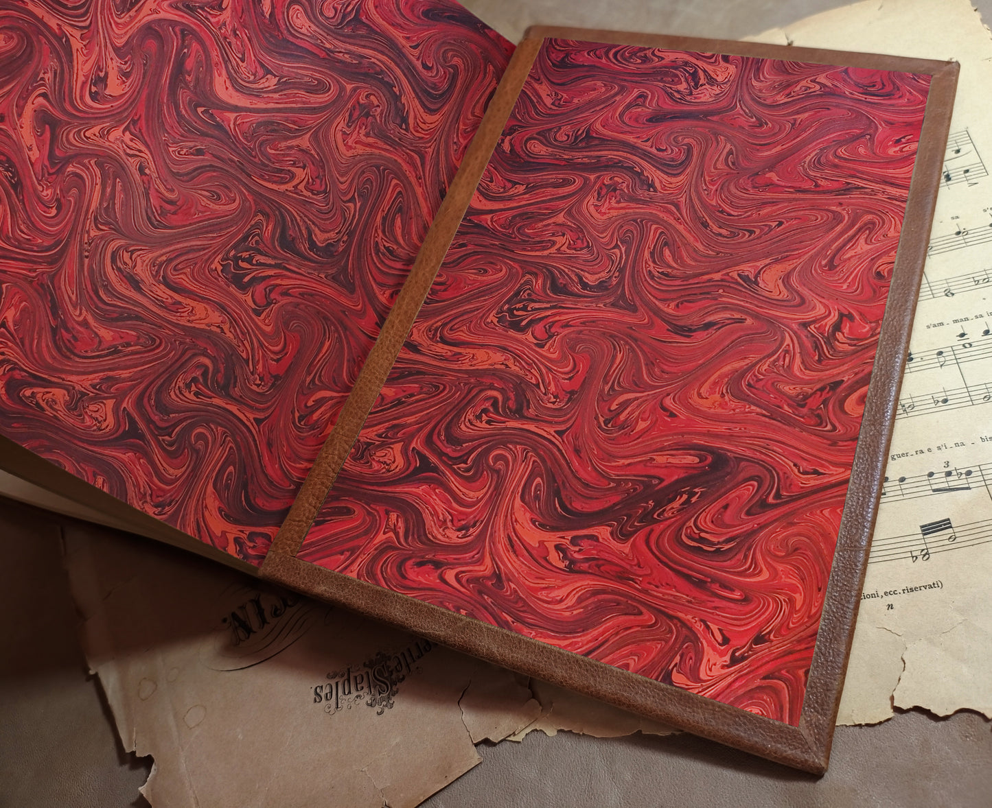 hand marbled end pages