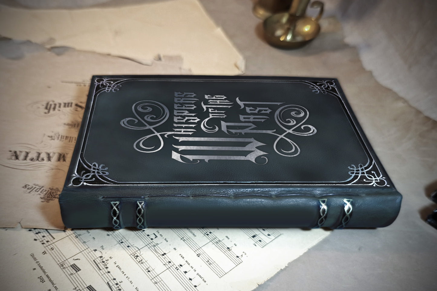 large gothic book with custom writing