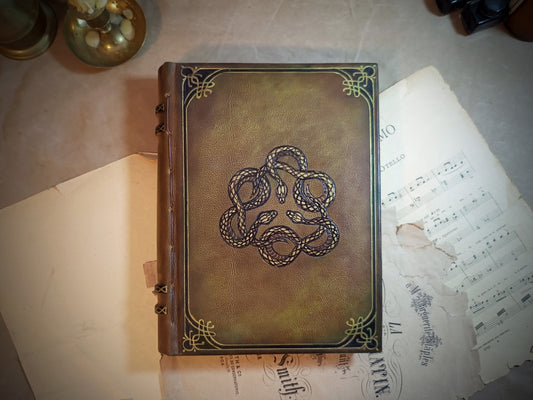 The Serpents Circle - Handmade Leather Journal, Grimoire - A Tome of Ancient Wisdom