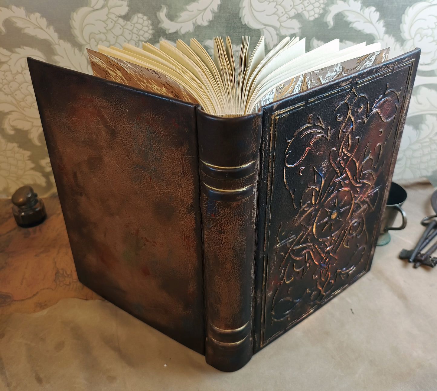 Large A4 art book, handmade leather bound journal, hardcover notebook, diary, gift for thinkers, poets, artists, writer, The Secret Artifact