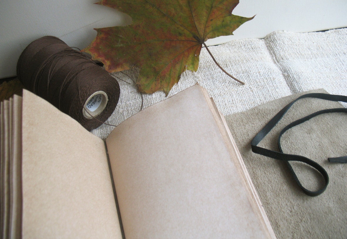 Leather Journal, Beige Antiqued Leather, Antiqued Pages, Chameleon