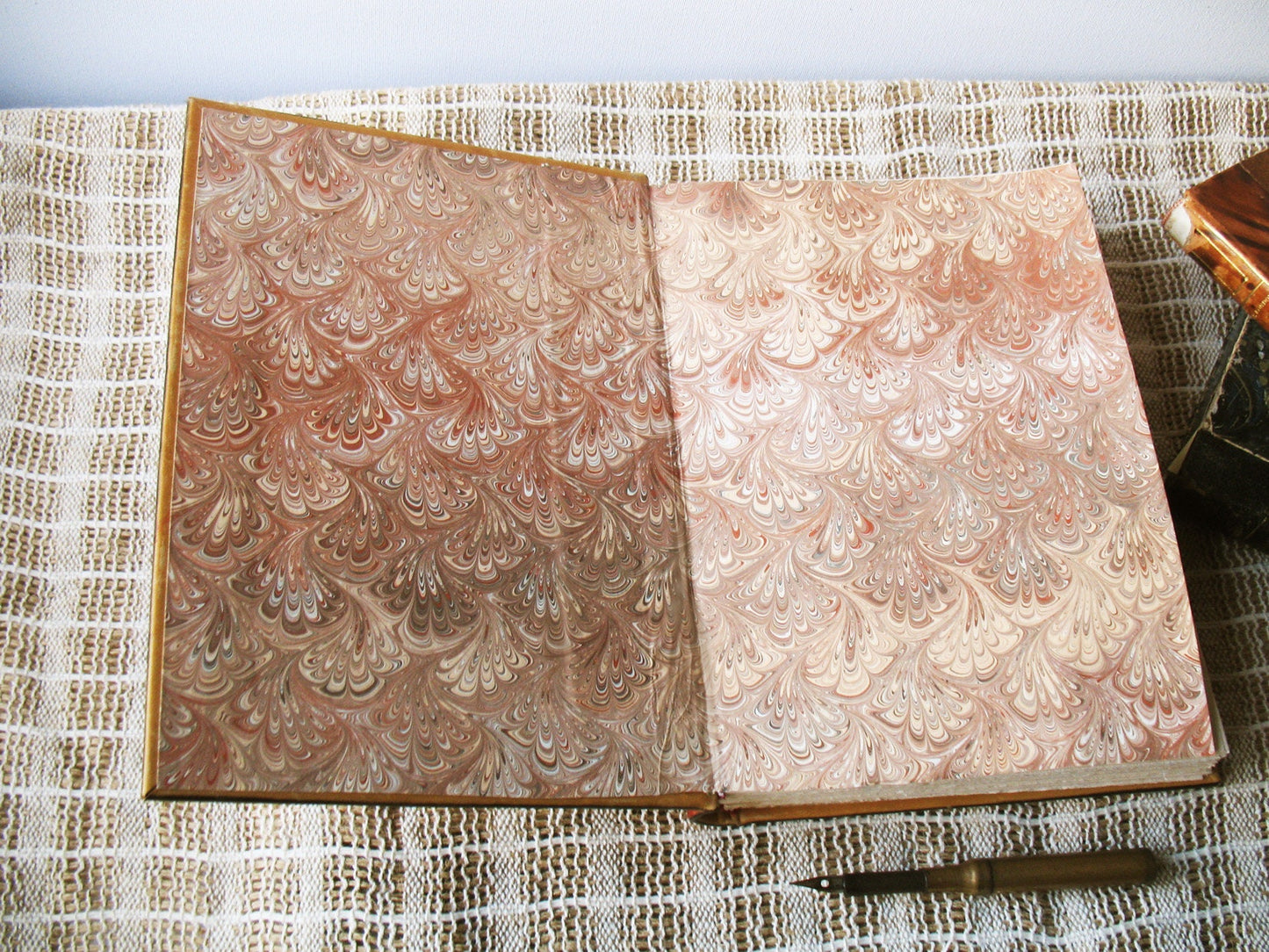 large leather journal -  handmade large brown blank book - painted leather journal - medieval style blank book - vintage style paper