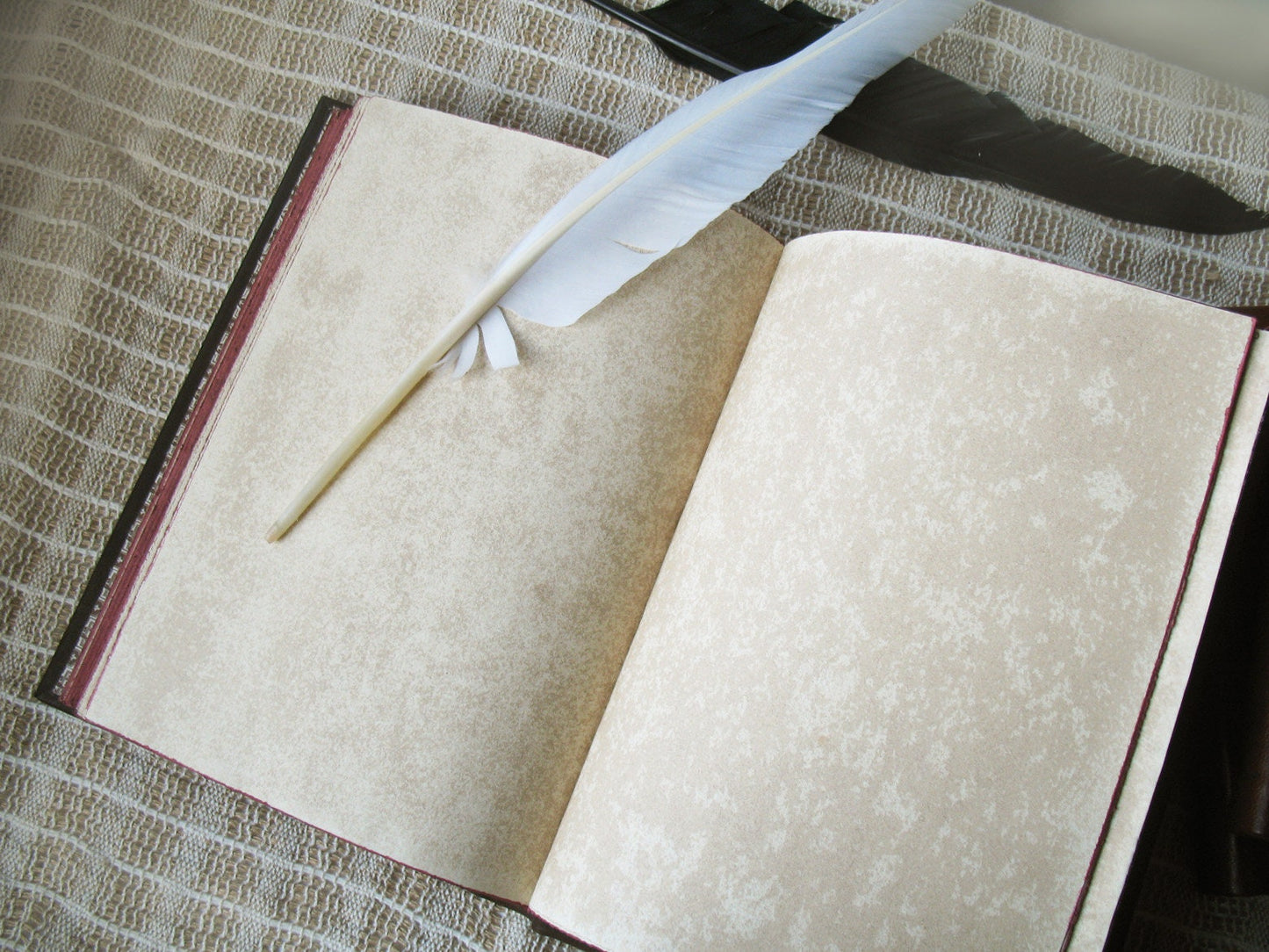 large leather journal -  handmade large brown blank book - painted in gold leather journal - medieval style - vintage style stained paper