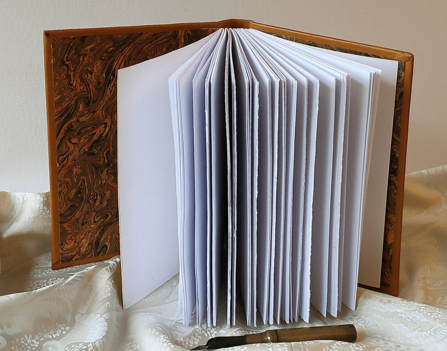 Medieval leather journal - handmade large yellow ocher blank book  - medieval style - vintage style paper