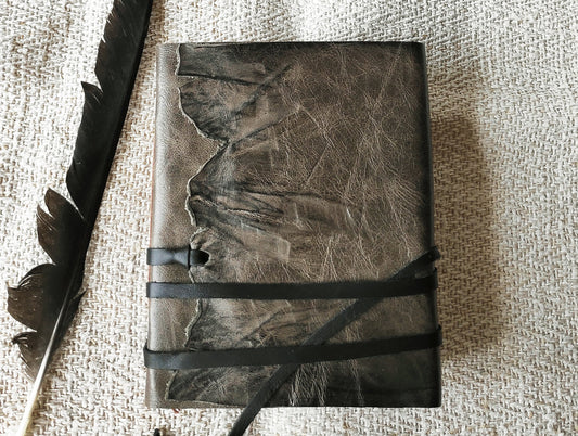 writer's journal, gift for writer - weathered leather cover, parchment paper vintage notebook for writer, inspiration journal - No stress