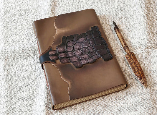 large leather journal, rustic beige leather diary, vintage style cover, handmade leather notebook, vintage style paper