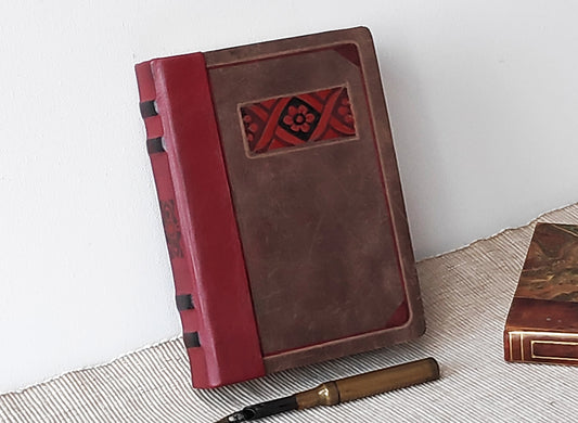 brown leather journal, vintage style pages, brown leather journal, pocket leather diary, blank book, pocket travel journal