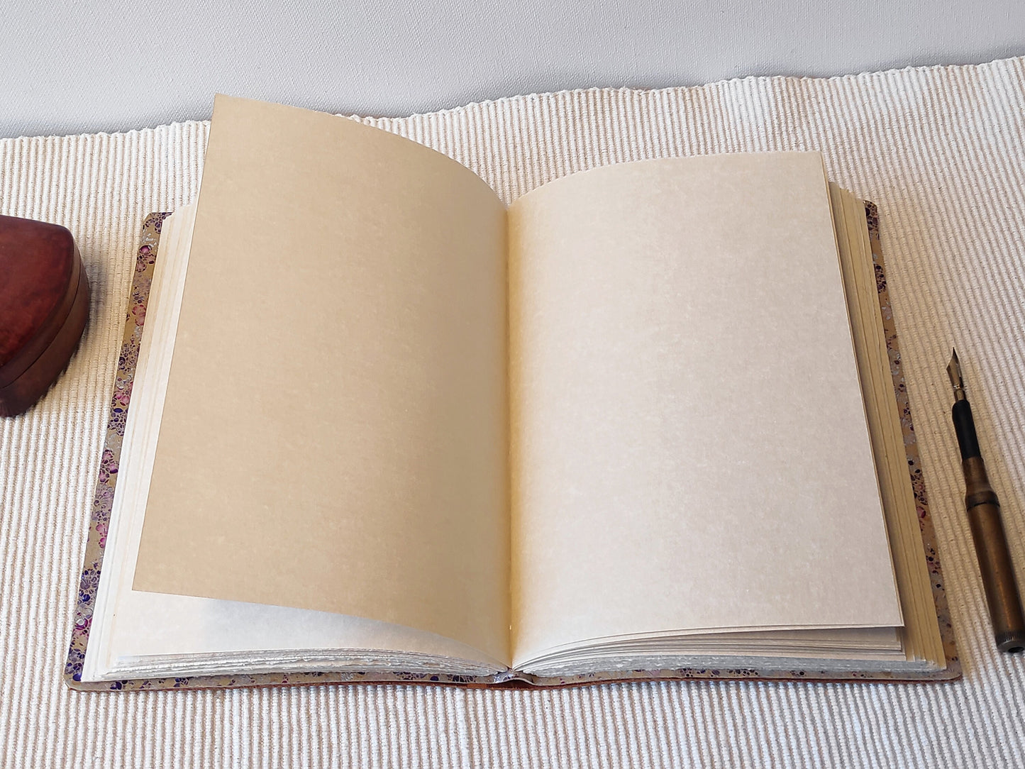 Leather blank book, leather journal in vintage style, chestnut brown notebook , real leather, hand painted,  Mystic Flower