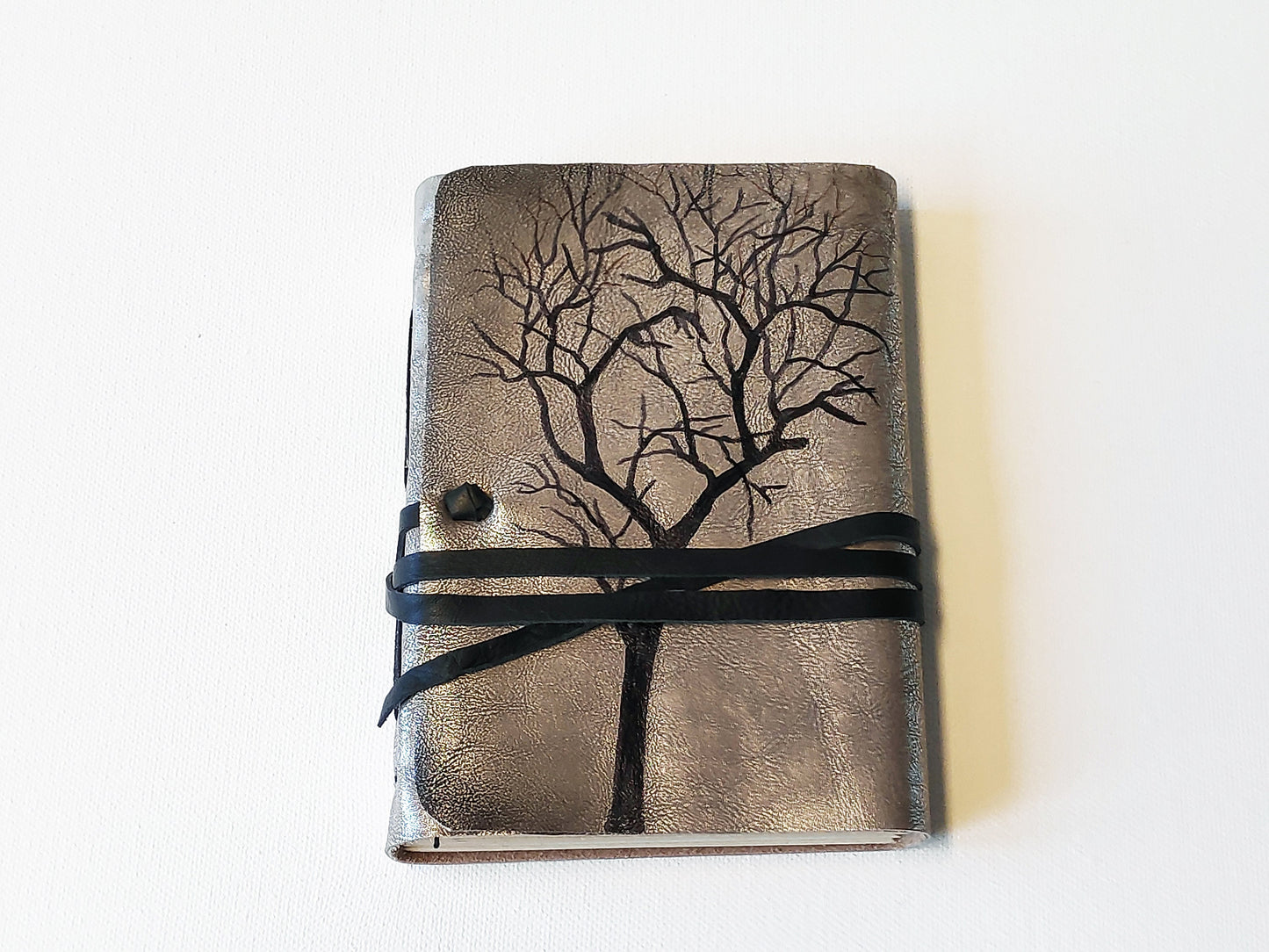 silver leather journal, silver cover journal, painted cover journal, notebook, diary, pocket journal