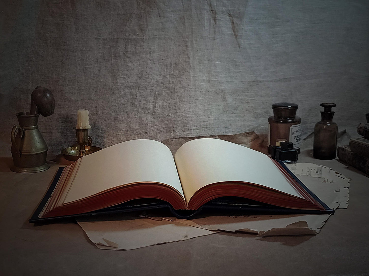 Black Grimoire - Dark Leather Journal, Unusual Leather Notebook perfect as a Forbidden Spellbook, Large Book of Shadows - Daemonis Ordinatio