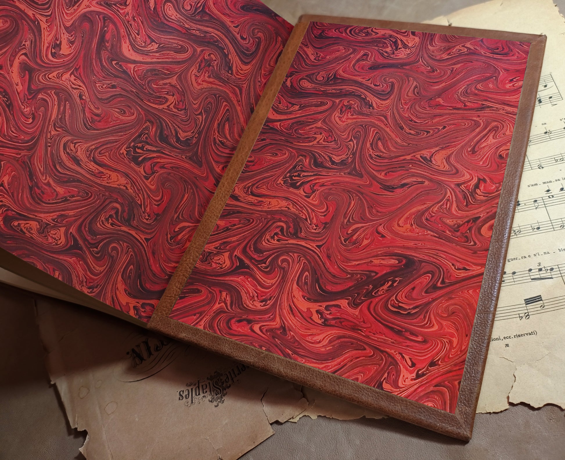 hand marbled end pages